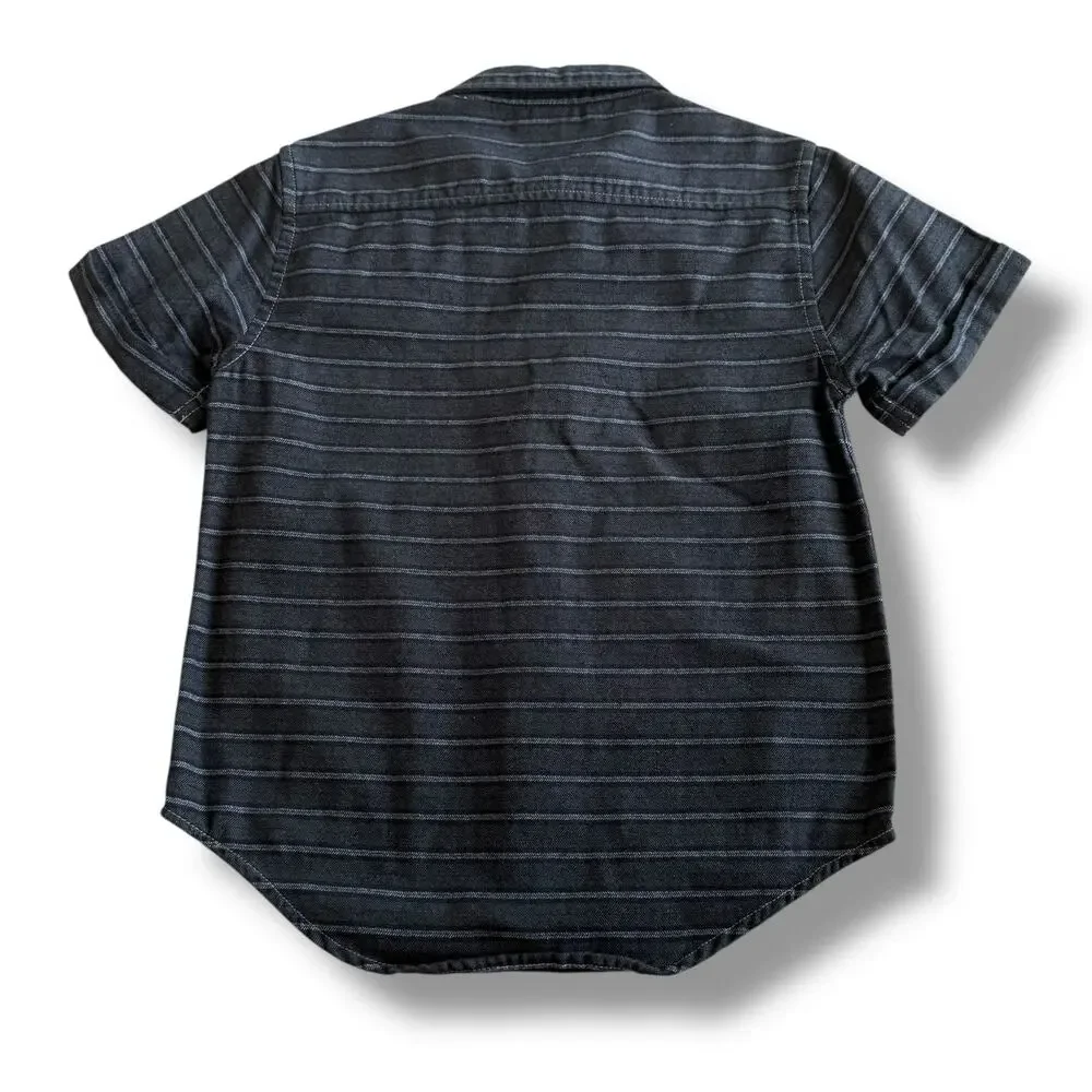 5/$35 Mossimo Boys Gray Striped Short Sleeve Button Up Shirt XS‎